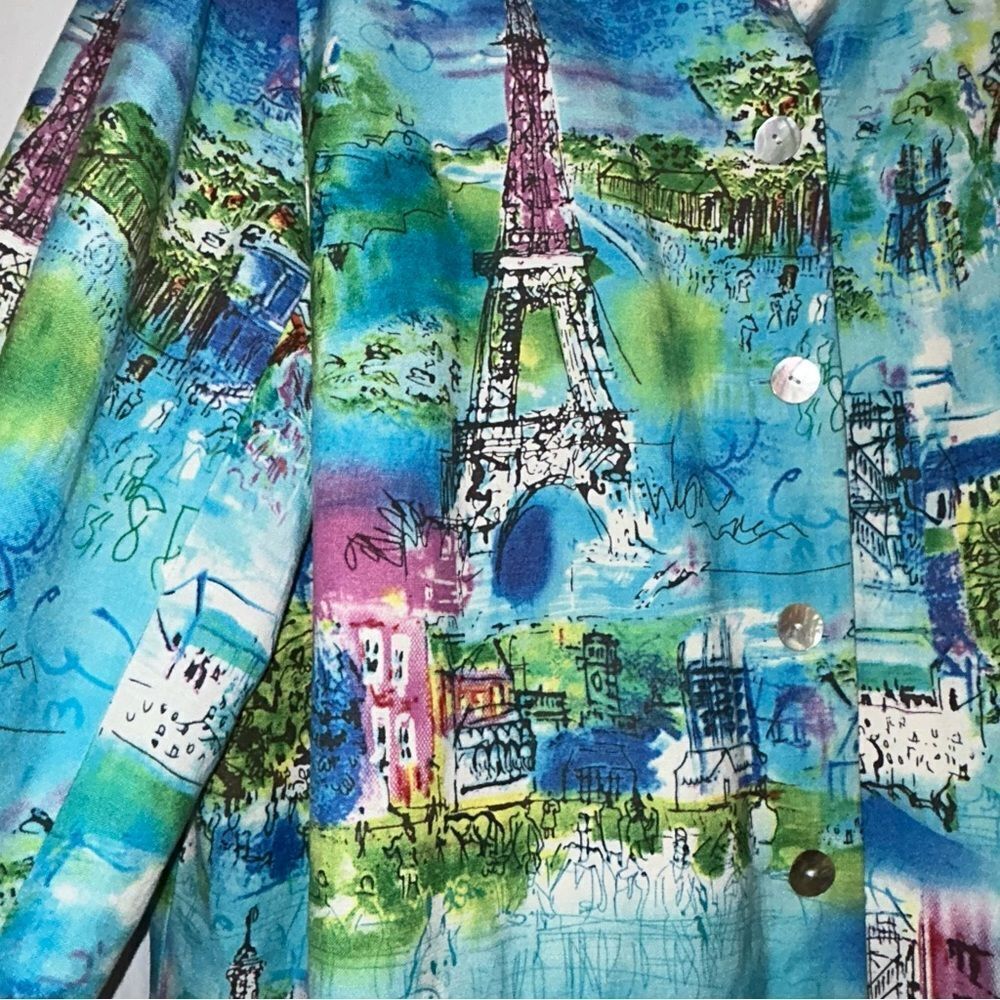 Coldwater Creek Eiffel Tower Button Front Long Sleeve Linen Blend Jacket Coat - Picture 3 of 9